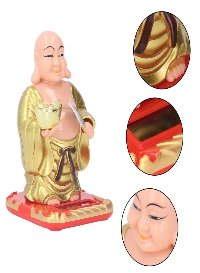Sunicon Standing Maitreya Buddha Solar Ornaments, Light Energy Sensing Automatically Wave Hand Nod Head Car Dashboard Ornament Home Wealth Health Lucky Ornaments - Image 2